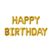 Balony i akcesoria - BANNER, NAPIS "HAPPY BIRTHDAY" ZŁOTY, 16" - miniaturka - grafika 1