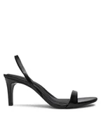 Sandały damskie - Calvin Klein Sandały Heel D'Orsay Sandal 70 - Brush L HW0HW02265 Czarny - miniaturka - grafika 1