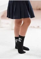 Skarpetki dla dzieci - Skarpetki dziecięce czarne z prążkowanym ściągaczem i modną grafiką Milena - miniaturka - grafika 1