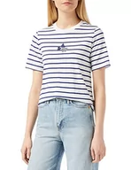 Bluzki damskie - G-STAR RAW, Damska bluzka w paski, mała grafika, Wielokolorowy (mlek/długopis niebieski D21208-c339-3196), M - miniaturka - grafika 1