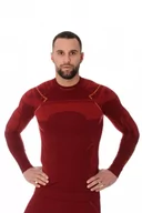 Bluzy sportowe męskie - Bluza termoaktywna męska Brubeck Thermo LS13040A bordowy - miniaturka - grafika 1