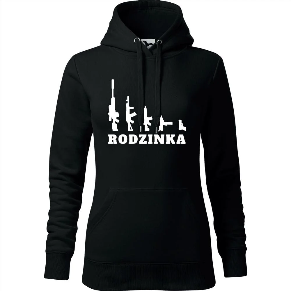 Damska Bluza Z Kapturem - Rodzinka Czarny Xs