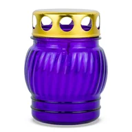 Lampiony i znicze - Znicz Szklany Zalewany 10 cm Fioletowy DP67 Znicz z metalowym kapturkiem - miniaturka - grafika 1