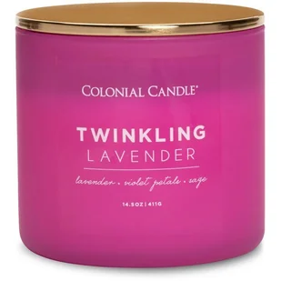 Sojowa świeca zapachowa w szkle 3 knoty Colonial Candle 411 g - Lawenda Szałwia Twinkling Lavender - Świece - miniaturka - grafika 1