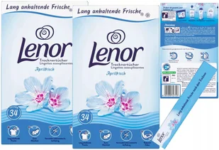 LENOR Chusteczki Zapachowe do Suszarki Szuflady Ubrań Pachnące DE 2x34 szt - Środki do prania - miniaturka - grafika 1