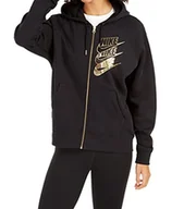 Bluzy damskie - Nike damska bluza z kapturem Nsw Fz Bb Shine czarny czarny/złoty (black/metallic gold) XX-L - miniaturka - grafika 1