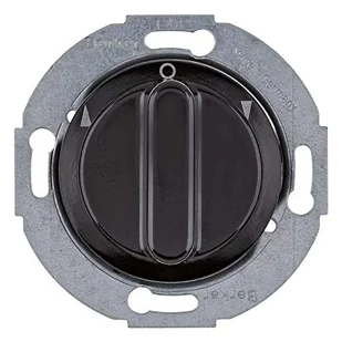 Hager Polo Serie 1930/Glas Łącznik żaluzjowy obrotowy z elementem centralnym i pokrętłem, 2-biegunowy, czarny 381213 381213 - Gniazdka elektryczne - miniaturka - grafika 1