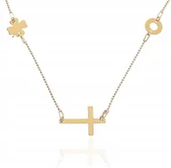 Naszyjniki - Złoty NASZYJNIK CELEBRYTKA 3 ZAWIESZKI krzyż koniczynka kółko srebro 925 - miniaturka - grafika 1