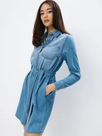 Sukienki - Mohito - Jeansowa sukienka mini - niebieski - miniaturka - grafika 1