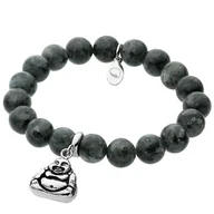 Bransoletki - Bransoletka damska z szarego larvikitu, wizerunek Buddy - Manoki - miniaturka - grafika 1