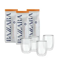Kawa - ZESTAW - Kawa ziarnista Bazzara GRANCAPPUCCINO 3x1kg + szklanki termiczne Cappuccino 210 ml - 4 sztuki - miniaturka - grafika 1