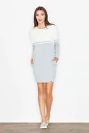 Sukienki - Biało-Szara Sukienka Pudełkowa Górą - miniaturka - grafika 1