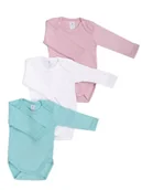 Body dla niemowląt - Body dziewczęce z długim rękawem gładkie 3PAK 80 YOCLUB - miniaturka - grafika 1