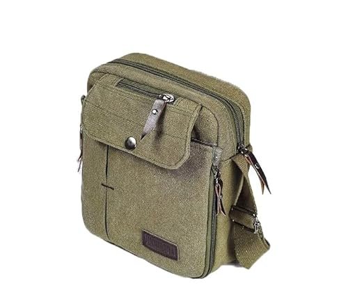 dealcase Płócienna mała torba kurierska dla mężczyzn i kobiet, mini torba crossbody, torba na ramię, torba na klatkę piersiową, torba podróżna, torebka z wieloma kieszeniami, Khaki, 7.9 x 3.5 x 9.1