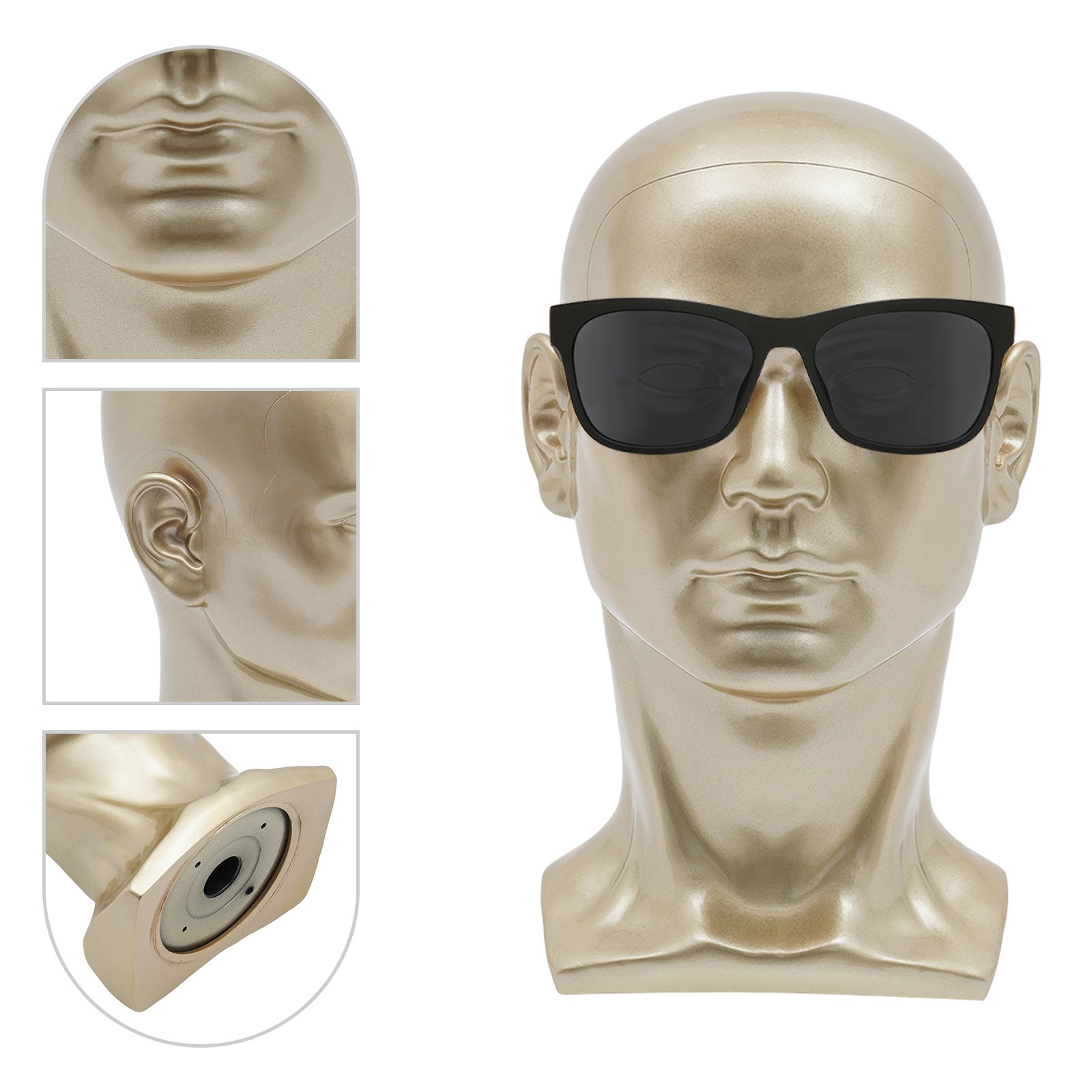 Obwód głowy manekina 50 cm Model głowy mężczyzny Wyświetlacz głowy (szampańskie złoto)