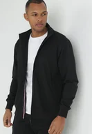 Bluzy męskie - Czarna Bluza Zapinana na Suwak z Wsuwanymi Kieszeniami Zorda - miniaturka - grafika 1