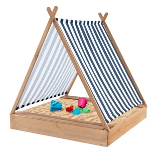 Zadaszona piaskownica dla dzieci 2 Ławki Baldachim 124 x 123 x 134 cm - Place zabaw - miniaturka - grafika 1