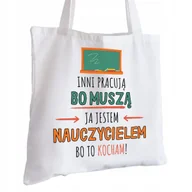 Torby i wózki na zakupy - Torba Bawełniana biała dla Nauczyciela Na Prezent ekologiczna Trwały Nadruk - miniaturka - grafika 1