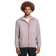 Kurtki męskie - Męska kurtka do biegania Under Armour Launch Lightweight Jacket - beżowa - UNDER ARMOUR - miniaturka - grafika 1