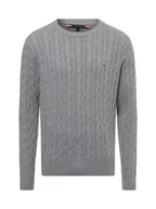 Swetry męskie - Tommy Hilfiger Męski sweter Mężczyźni drobna dzianina szary marmurkowy, S - miniaturka - grafika 1