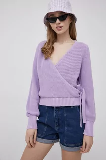 Swetry damskie - Pieces sweter bawełniany damski kolor fioletowy M;L;XL - grafika 1