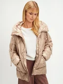Kurtki damskie - Pikowana beżowa kurtka - miniaturka - grafika 1