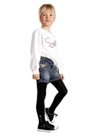 Rajstopy - Rajstopy dziewczęce bawełniane ze srebrną nitką LOVE czarne 140-146 YOCLUB - miniaturka - grafika 1