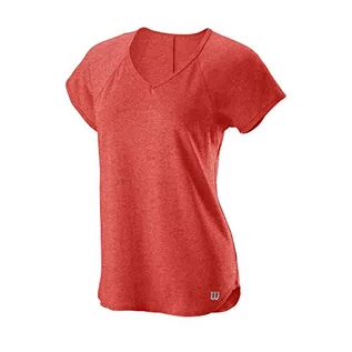 Koszulki i topy damskie - Wilson Wilson Damski T-shirt, Trening V-Neck T-shirt różowy czerwony (Hot Coral Heather) XL WRA775908XL - grafika 1