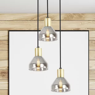 Candellux Lampa wisząca czarna/złota szklany klosz E14 3x40W Gregory 33-78995 33-78995 - Lampy sufitowe - miniaturka - grafika 1