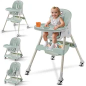 Krzesełka do karmienia - DZIECIĘCE KRZESEŁKO DO KARMIENIA CYNAMONEK 4W1 ZIELONE - miniaturka - grafika 1