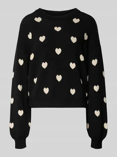 Sweter z dzianiny z bufiastymi rękawami model ‘CHARLOTT’ - Swetry damskie - miniaturka - grafika 1