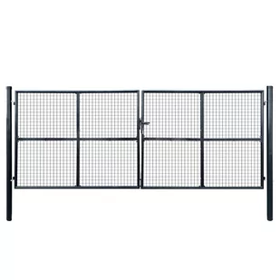 Brama ogrodowa z siatki, galwanizowana stal, 400x150 cm, szara - Ogrodzenia - miniaturka - grafika 1