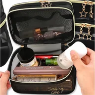 Kosmetyczki, organizery i kuferki - Edibazzar, Podróżna Kosmetyczka Damska Duża Organizer Kuferek Elegancka Przezroczysta - miniaturka - grafika 1