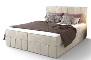 Beżowe welurowe łóżko kontynentalne z pojemnikiem N8-D00 - Łóżka Beżowe welurowe łóżko kontynentalne z pojemnikiem N8-D00 - Łóżka - miniaturka - grafika 1