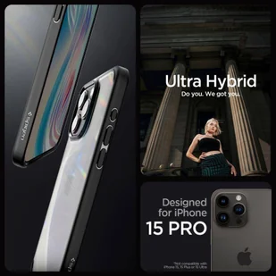 Etui APPLE IPHONE 15 PRO Spigen Ultra Hybrid Crystal Frost czarne - Etui i futerały do telefonów - miniaturka - grafika 6