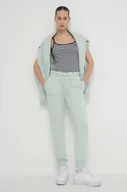 Spodnie damskie - Superdry spodnie dresowe bawełniane kolor zielony z aplikacją - miniaturka - grafika 1
