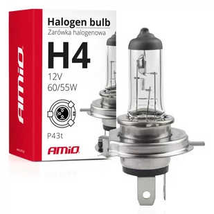 AMiO 01268 Żarówka halogenowa H4 12V 60/55W filtr UV (E4) AMI-01268 - Żarówki samochodowe - miniaturka - grafika 1