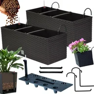 Donice - 2x Doniczka balkonowa 51cm + uchwyty / haki, nawadniacz Skrzynka na balkon + keramzyt 5l - miniaturka - grafika 1