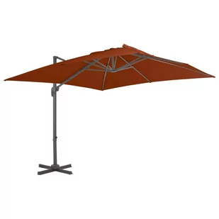vidaXL Wiszący parasol na słupku aluminiowym, terakotowy, 300x300 cm 312316 - Parasole ogrodowe - miniaturka - grafika 1