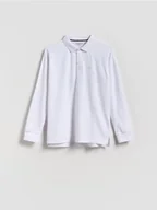 Bluzki dla chłopców - Reserved - Bawełniany longsleeve polo - biały - miniaturka - grafika 1