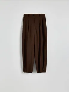 Reserved - Spodnie z lyocellem i lnem - brązowy - Spodnie damskie - miniaturka - grafika 1