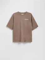 Koszulki dla chłopców - Reserved - Bawełniany t-shirt - beżowy - miniaturka - grafika 1
