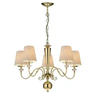 Lampy sufitowe - Łańcuchowa lampa wisząca Lilosa 8679 abażurowa mosiądz beżowa - miniaturka - grafika 1