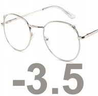 Okulary korekcyjne, oprawki, szkła - Okulary metal korekcyjne minusy kocie uszy -3.5 - miniaturka - grafika 1