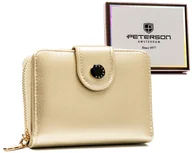 Portfele - Elegancki portfel na zatrzask z ochroną RFID Peterson, złoty - miniaturka - grafika 1