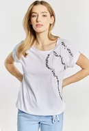 Koszulki i topy damskie - T-shirt z cekinowym wzorem - Monnari - miniaturka - grafika 1