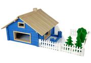 Zabawki konstrukcyjne - Zemar Amblo, klocki drewniane-konstrukcyjne Domek z płotkiem - miniaturka - grafika 1