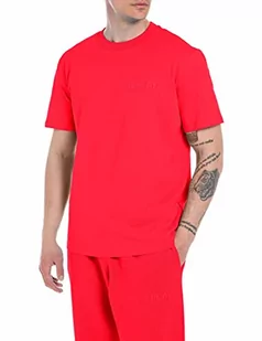 Replay Męski T-shirt z krótkim rękawem Second Life z bawełny organicznej, 555 Poppy Red, M - Koszulki męskie - miniaturka - grafika 1