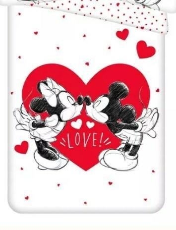 Poszwa bawełniana 140x200 Myszka Miki i Mini serce Minnie Mickey Mouse love bez poszewki