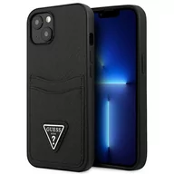 Etui i futerały do telefonów - Etui Guess do iPhone 13 mini 5,4" czarny hardcase SaffianoTriangle Logo Cardslot - miniaturka - grafika 1